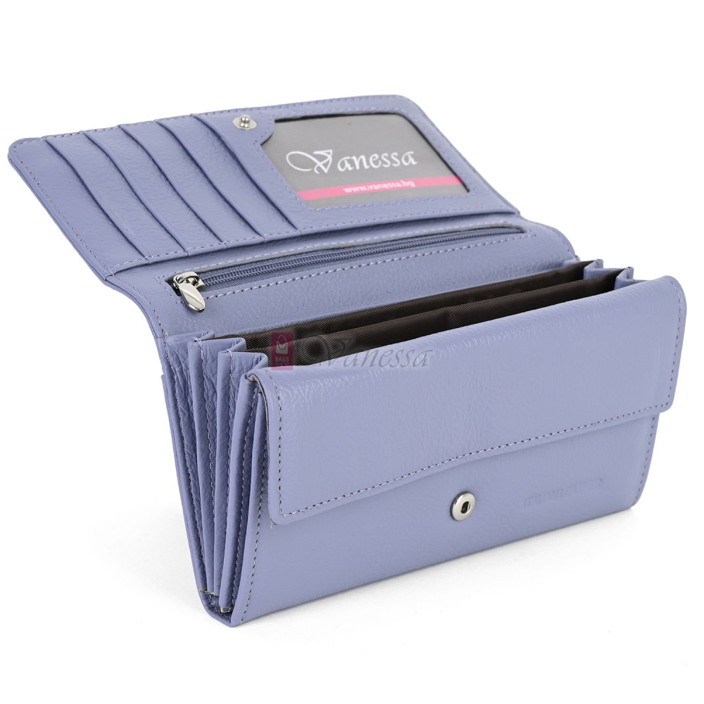  Дамско портмоне от естествена кожа в лилав цвят. КОД: 1001